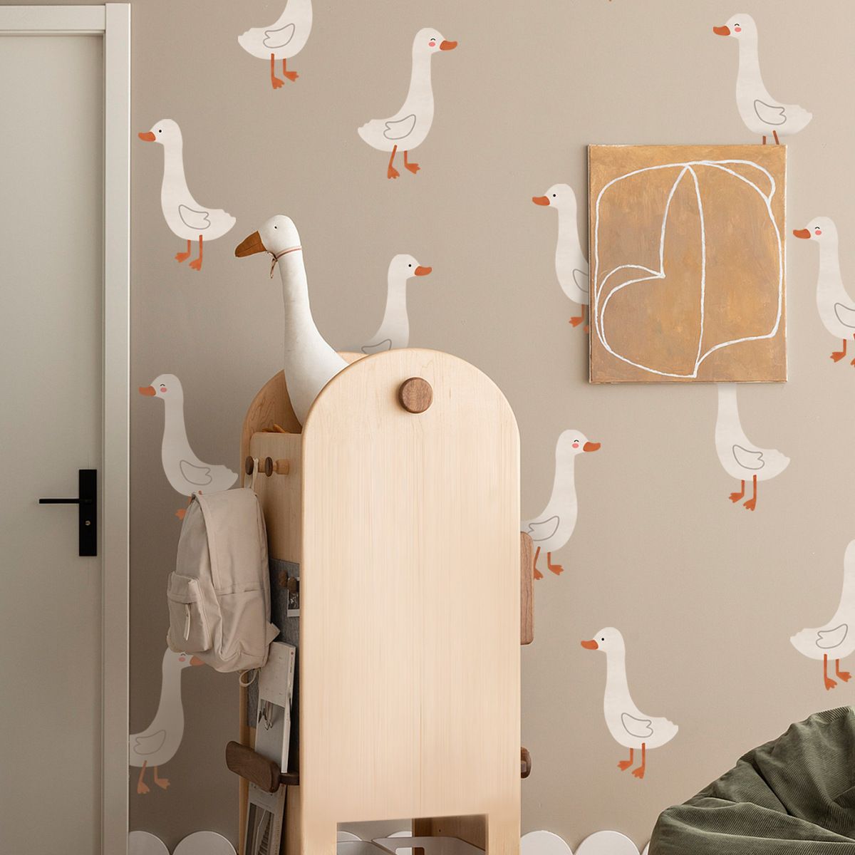 Cute Geese Wall Stickers Peel and Stick Goose Wall Decals Funny Animal Wall Stickers Duck Decals for Wall Removable Boho Neutral