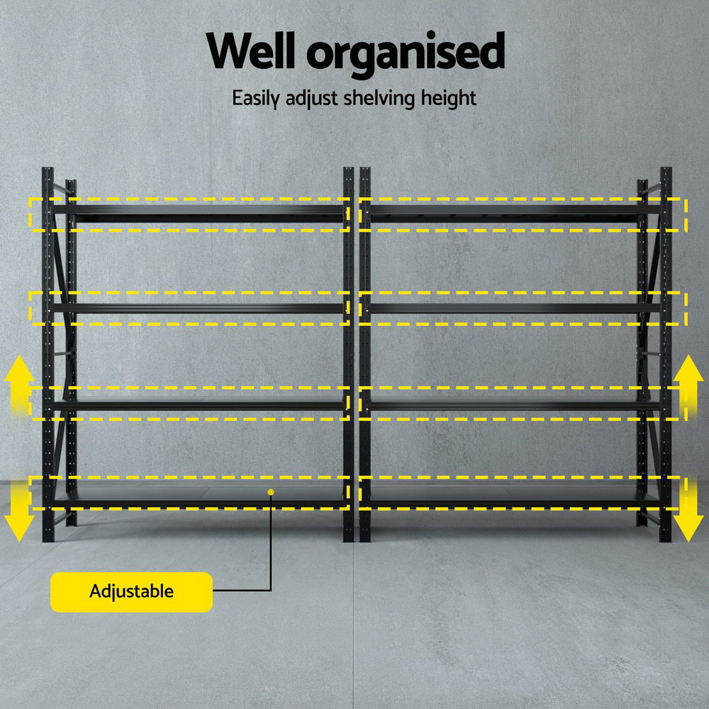 Giantz 4Mx2.4M Garage Shelving Warehouse Rack Black — image 5