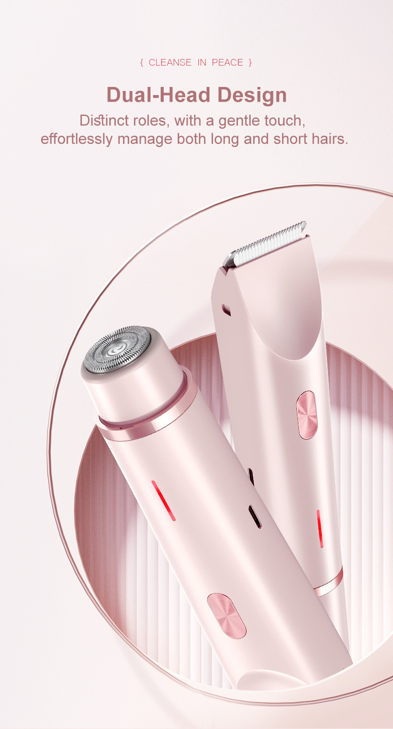 2-in-1 Electric Lady Shaver & Bikini Trimmer Dual Head Waterproof Wet & Dry Body Hair Remover Cordless Razor for Face Legs Underarms Purple — image 2