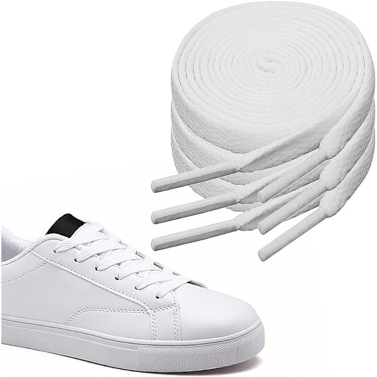 White flat laces - suitable for sports shoes, etc. White 120 cm 3 pairs โ image 3
