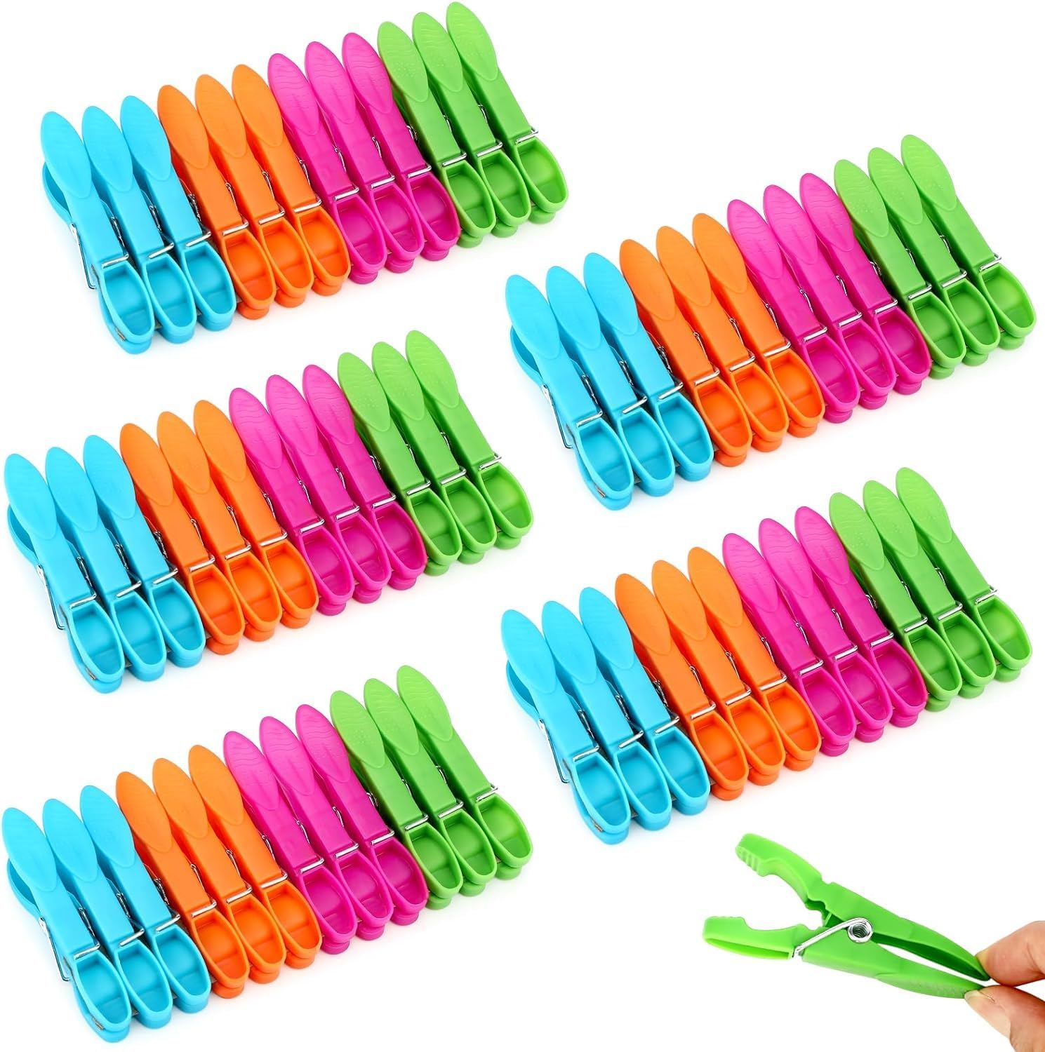 48 PCS Windproof clothespins Plastic clothespins for Clothesline Strong Grip Clothes Pegs for Indoor and Outdoor Clothesline Area Clothes Hanger Clip