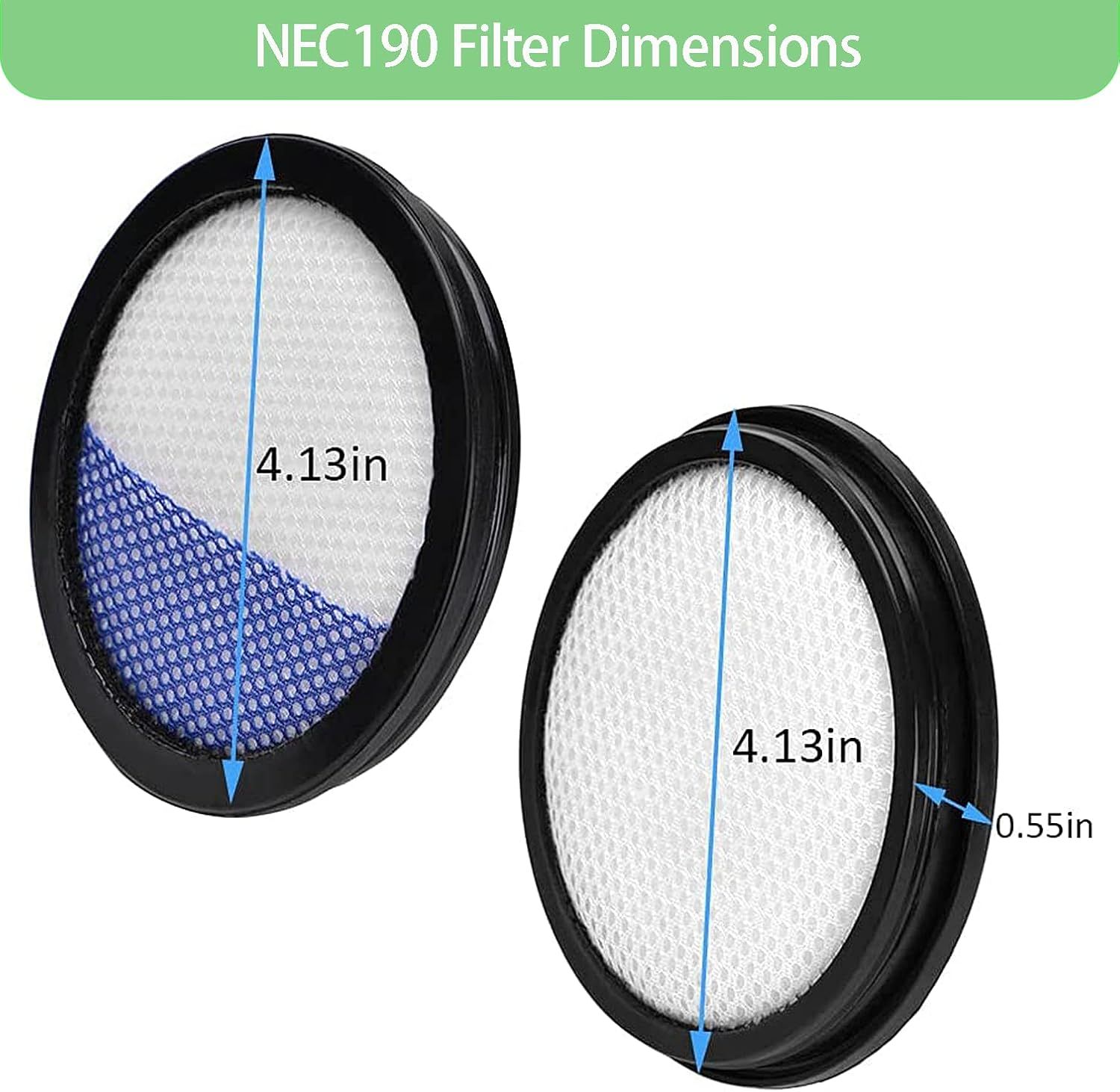 6 Pack Replacement ilters or Eureka RapidClean Pro Cordless Stick Vacuum Cleaner NEC180 NEC185 NEC186 NEC190 — image 2