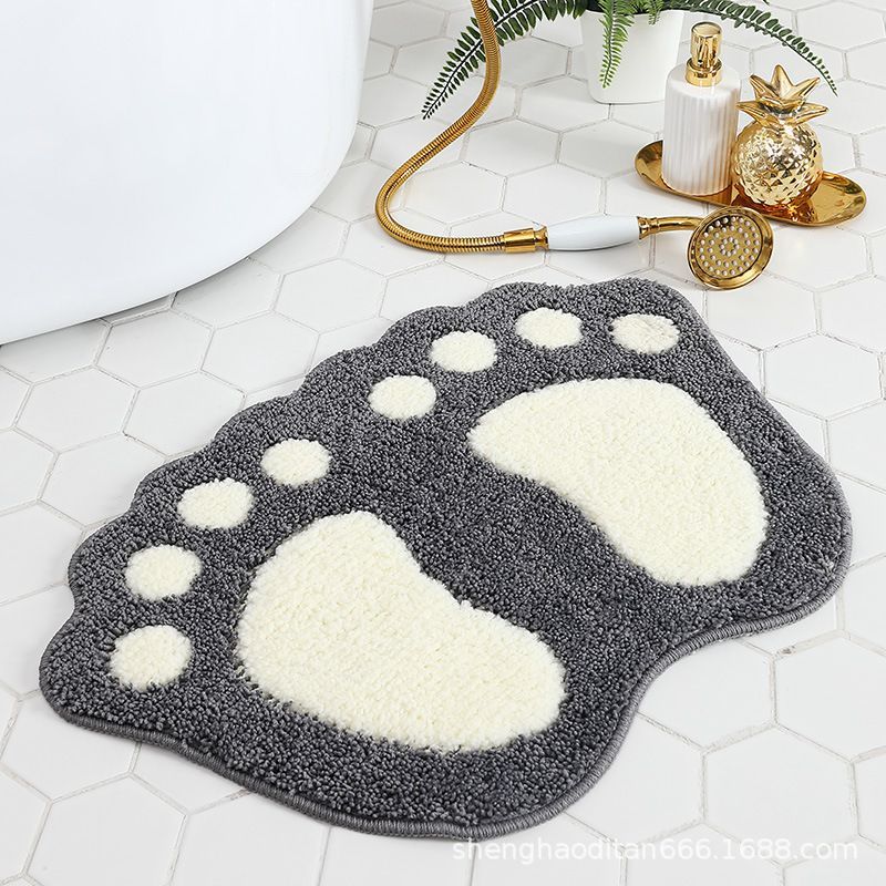 Faux Wool Bathroom Mat Super Absorbent Mat Paw Shaped Mat Non Slip Mat Machine - Red - Size 60-90cm — image 6