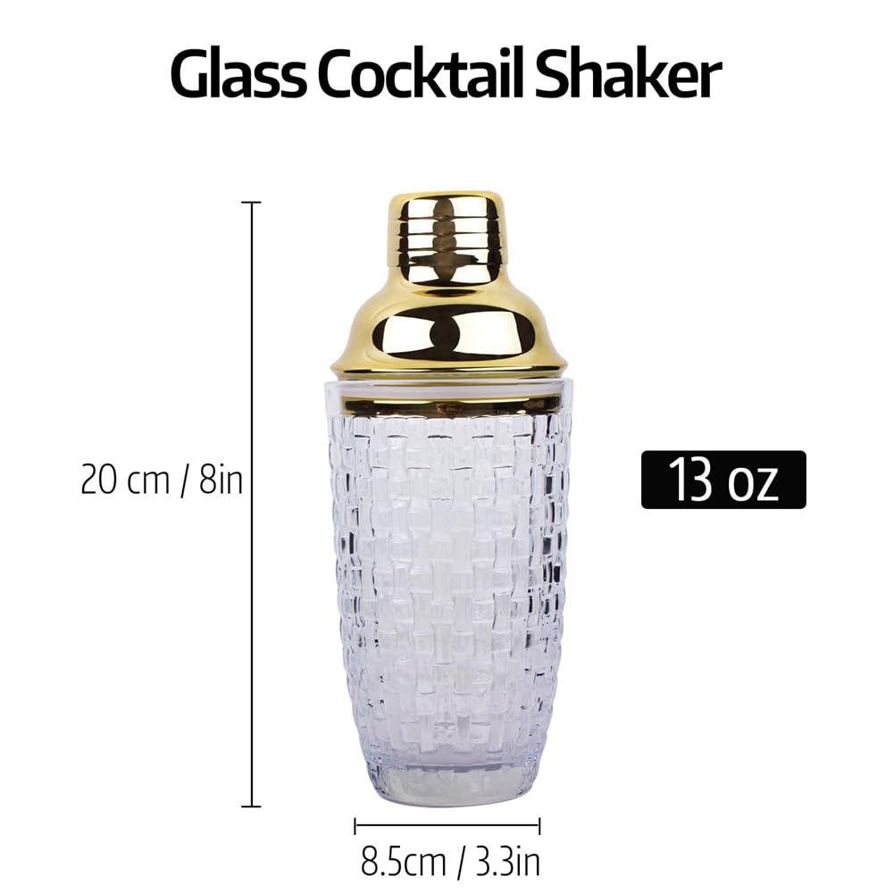13Oz Glass Cocktail Shaker Set - Glass Shaker for Cocktails, Drink Shakers Cocktail and Cocktail Shakers Gold Easy to Use — image 5