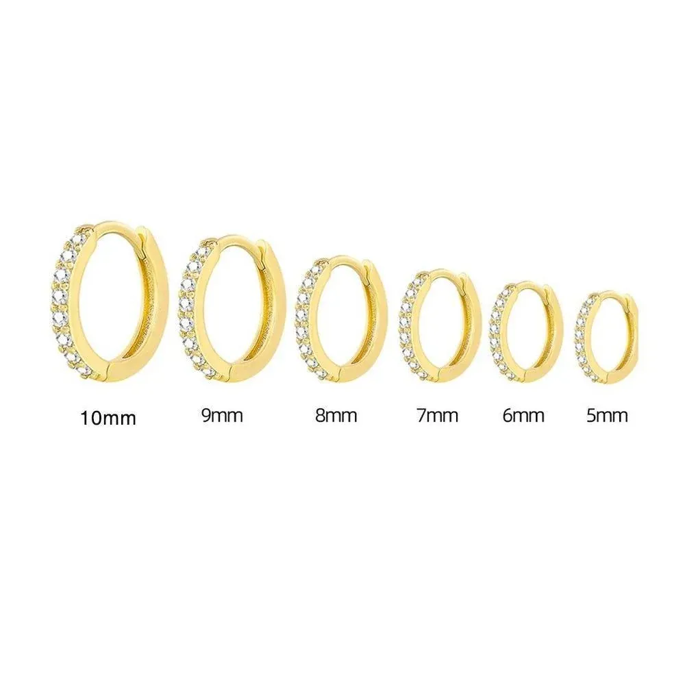7sizes Hoop Earring Silver Zirconia Ear Huggie Hoop Cartilage Piercing Jewellery - Silver-5mm โ image 5