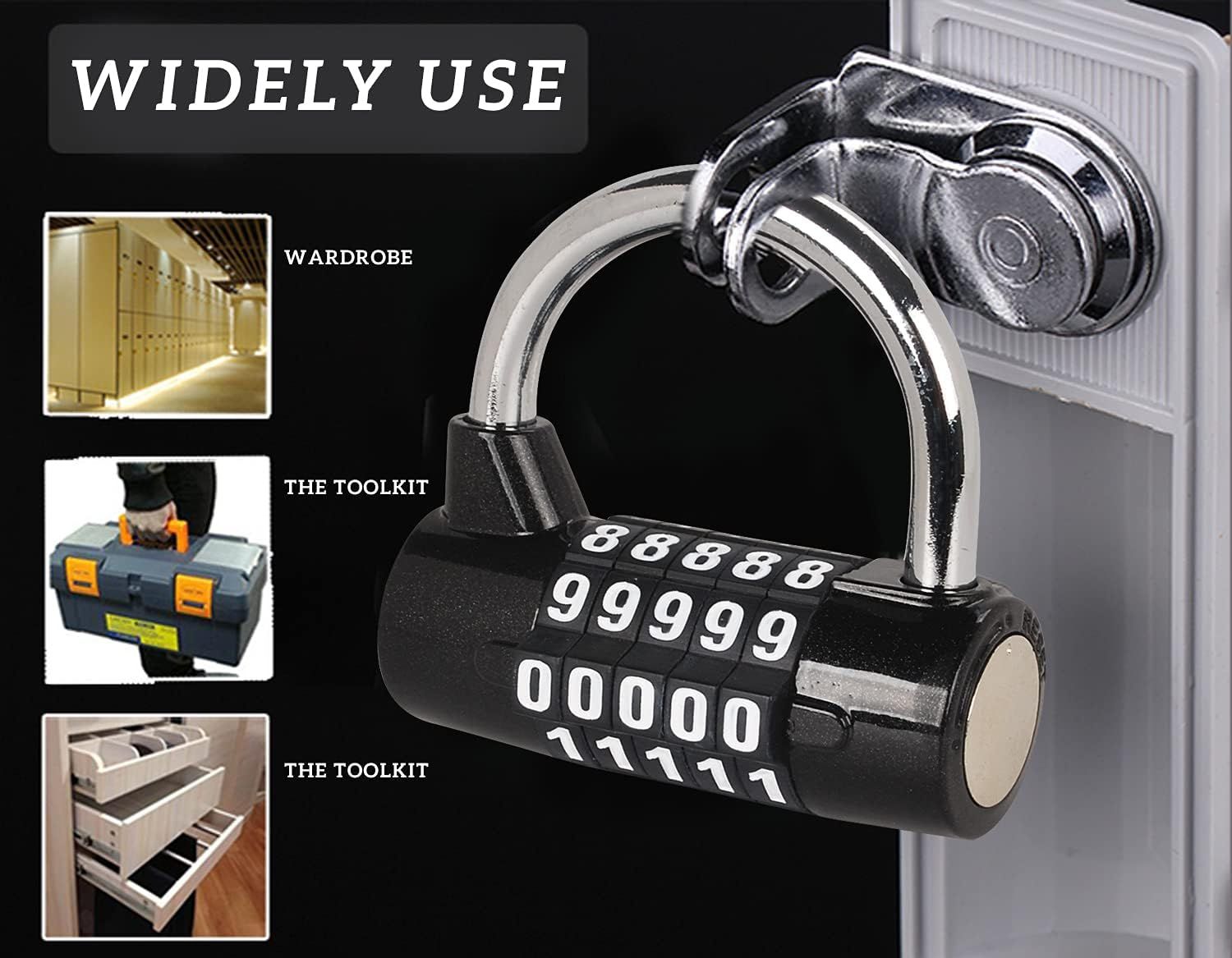 5 Digit Combination Lock Security Padlock Combination Resettable Locks Zinc Alloy Material Waterproof Number Lock for Gym School — image 5
