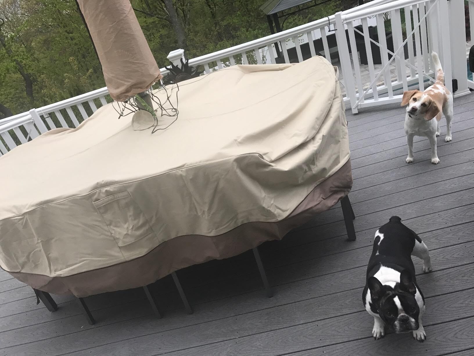 Round Patio Furniture Cover with Umbrella Hole: Waterproof 4-Season Protector for Garden, Balcony Table & Chair Sets(240x60 cm LxH) — image 6