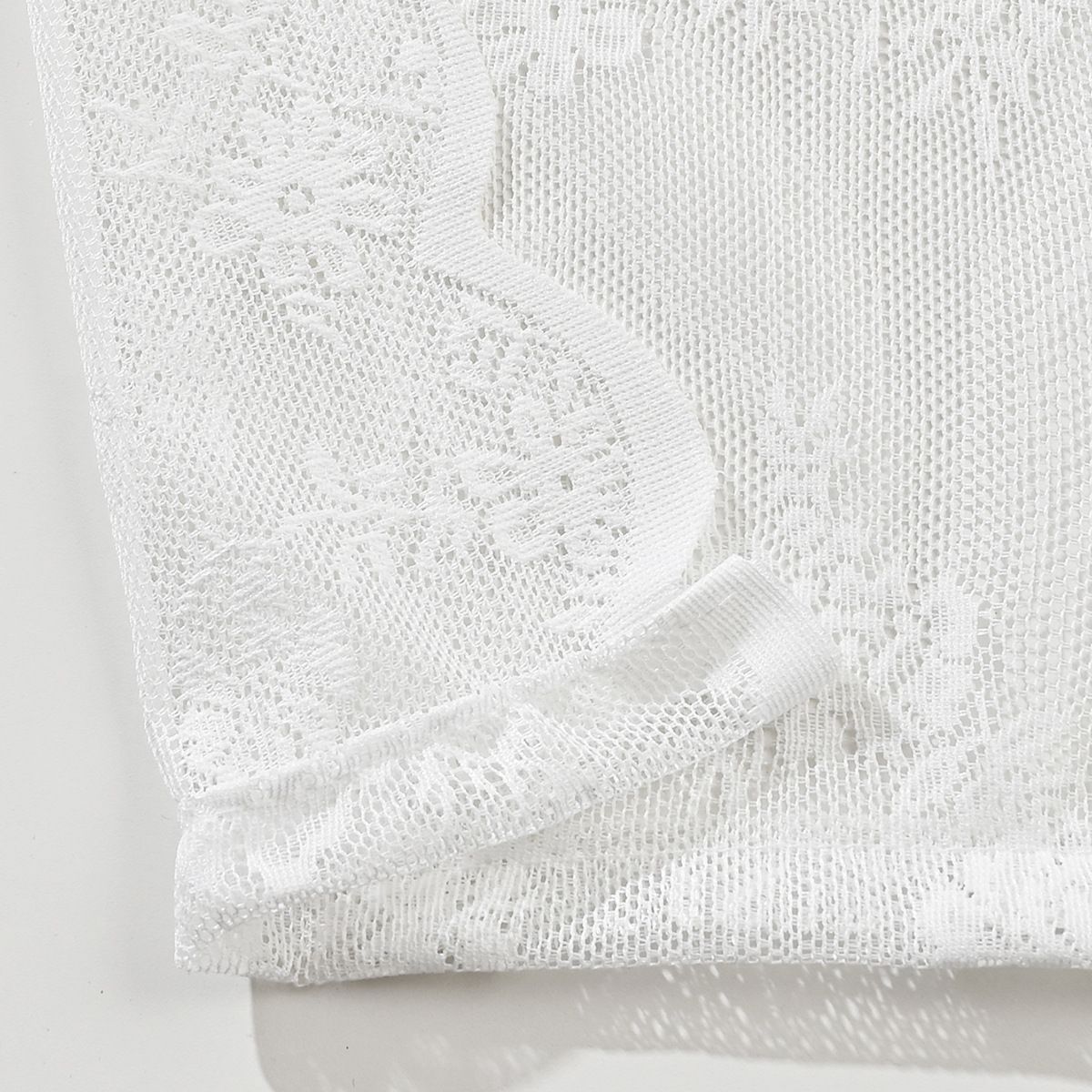 Vintage Lace Kitchen Curtains 2 Panels, Romantic Semi Sheer Floral Over Sink Lacy Cafe Curtain, Elegant Window Short Small Drapes, 75*60cm, Pure White โ image 5