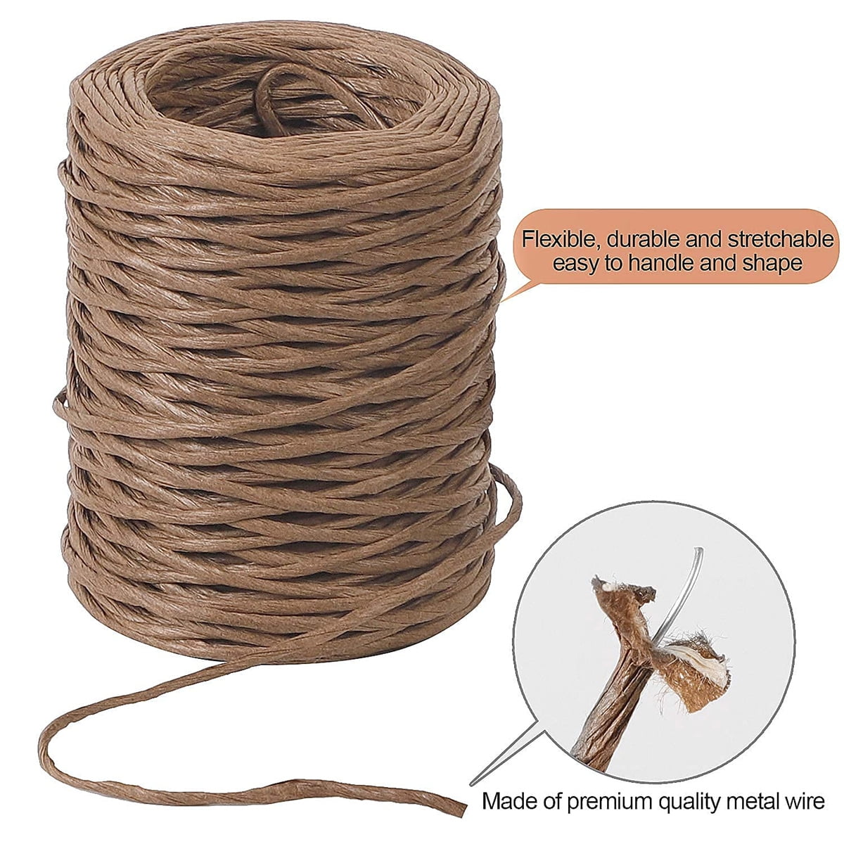 1 Rolls Floral Bind Wire Wrap Twine,Vine Wire Waterproof Paper Wrapped Rope Metal Wire for Flower Bouquets Flower Crowns, Artificial Flower Making, DIY — image 5