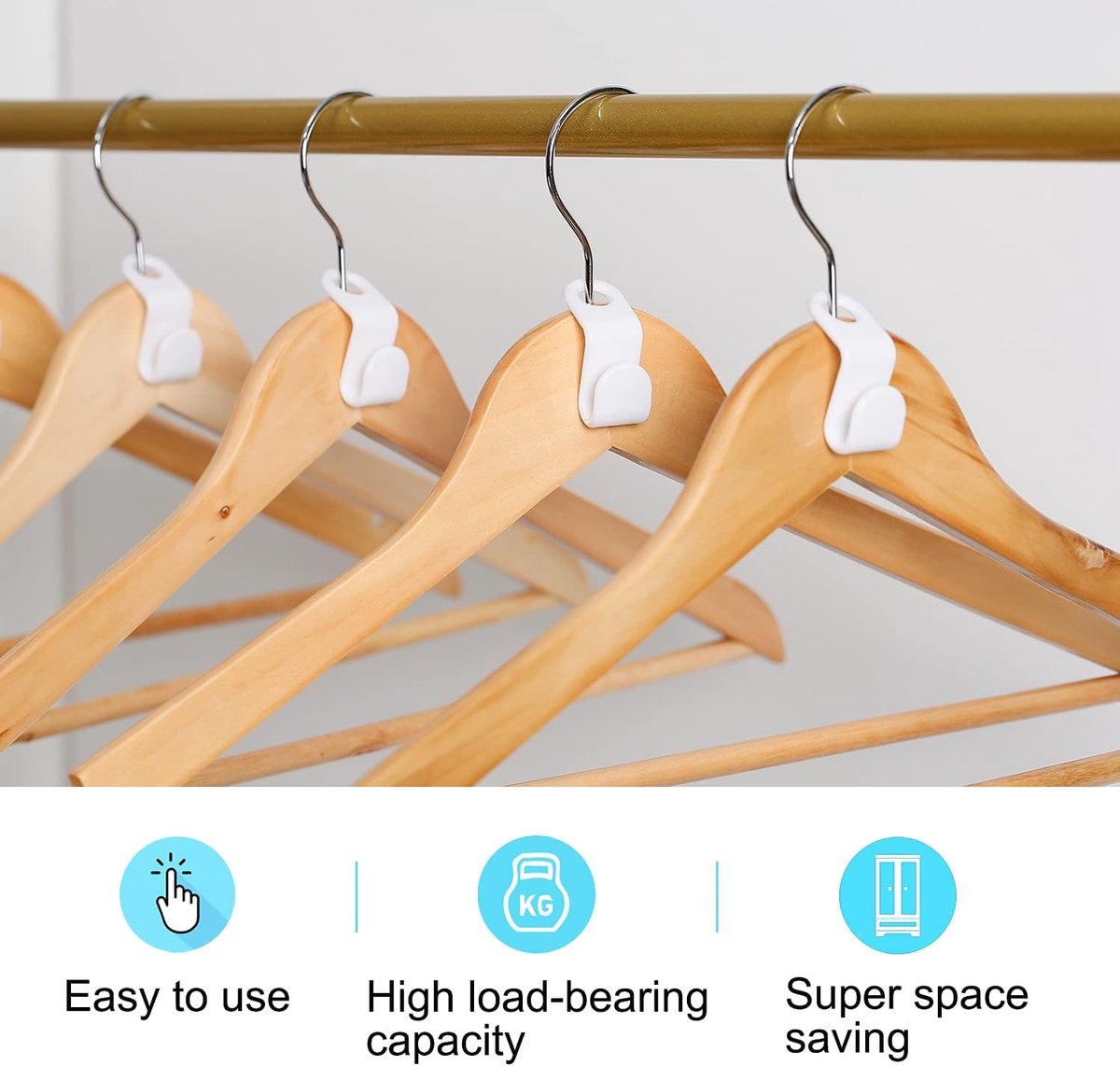 Hook - Connecting hook for hangers - 20 Hanger hooks - Ideal space saver for your wardrobe - Wit — image 2