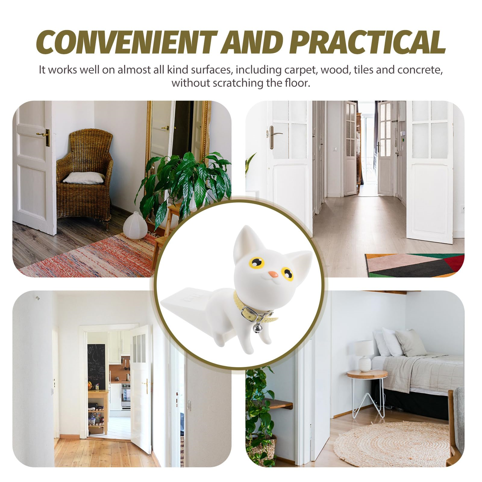 Cat Door Stopper PVC Material Door Wedge, Small Door Stops for Home Decor Non-Slip Wedge Prevents Slamming Doors for Baby and Pet Safety â image 4