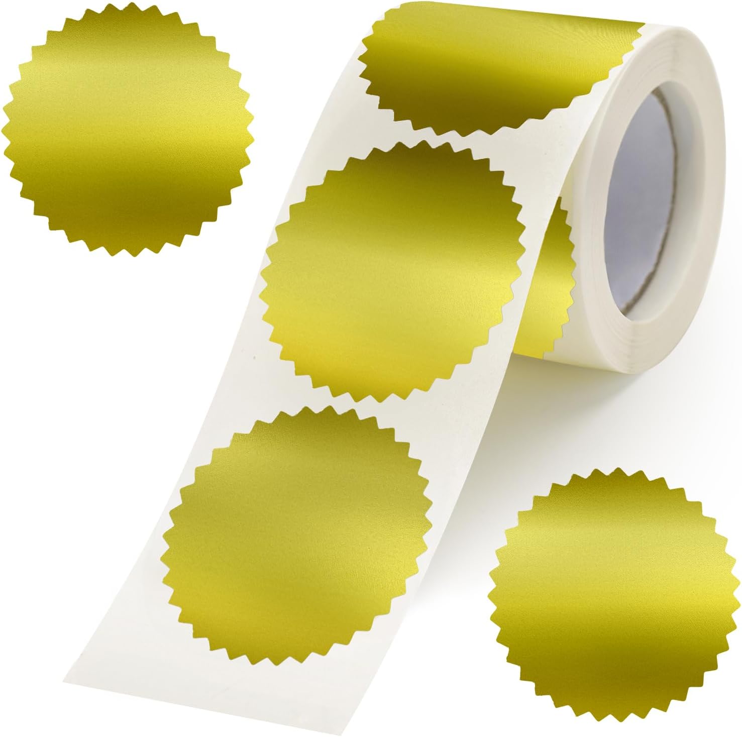 Embossing Stickers 300Pcs 2'' Gold Foil Seals Stickers for Certificates Self Adhesive Envelope Seal Label Sticker with Serrated Edge Blank Embosser Stamp