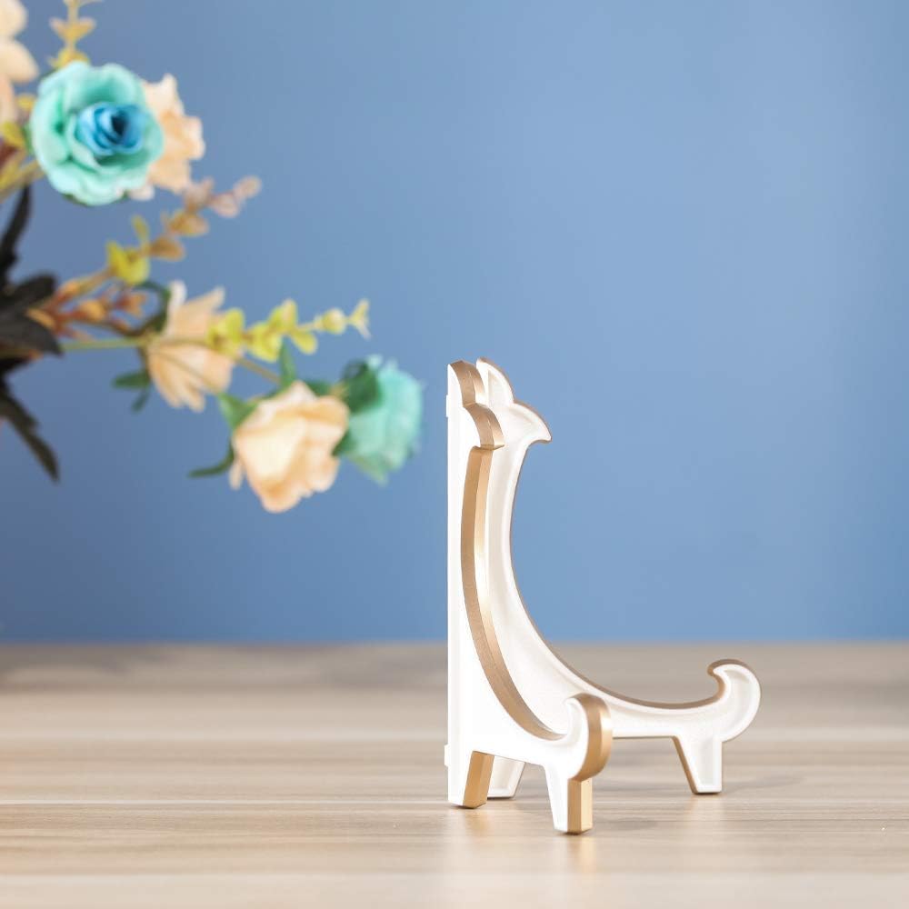 2 Pack 5inch White Gold Thicken Acrylic Easels Display Stand Plate Stand Holder display Pictures Frame,Decorative Plates, and Artworks — image 4