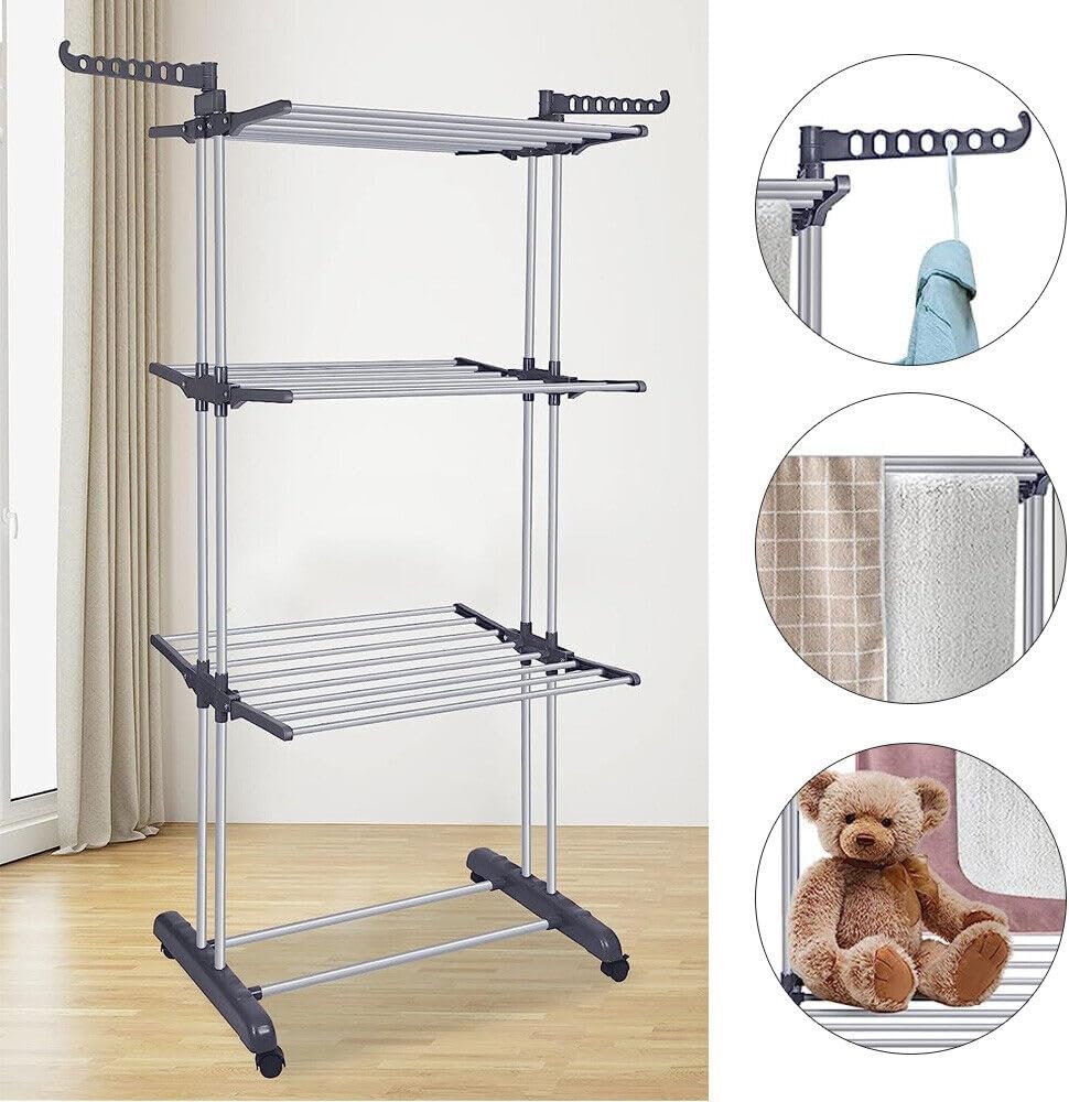 CARLA HOME Folding Clothes Drying Rack with Wheels and Adjustable Side Wings for Laundry Rack and Clothes Storage (Upgraded Model) — image 5
