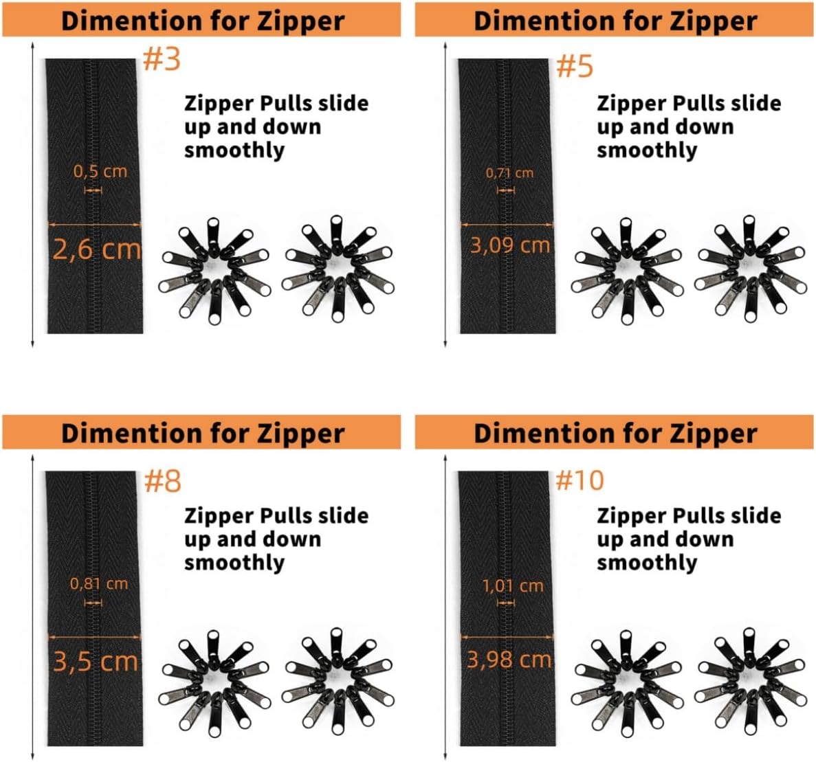 10 Yards 360 Inches Bulk Zippers,9 Meters #3 Zipper for Sewing,Black Nylon Coil Zippers by The Yards with 20pcs Replacement Sewn Zippers for DIY Sewing — image 2