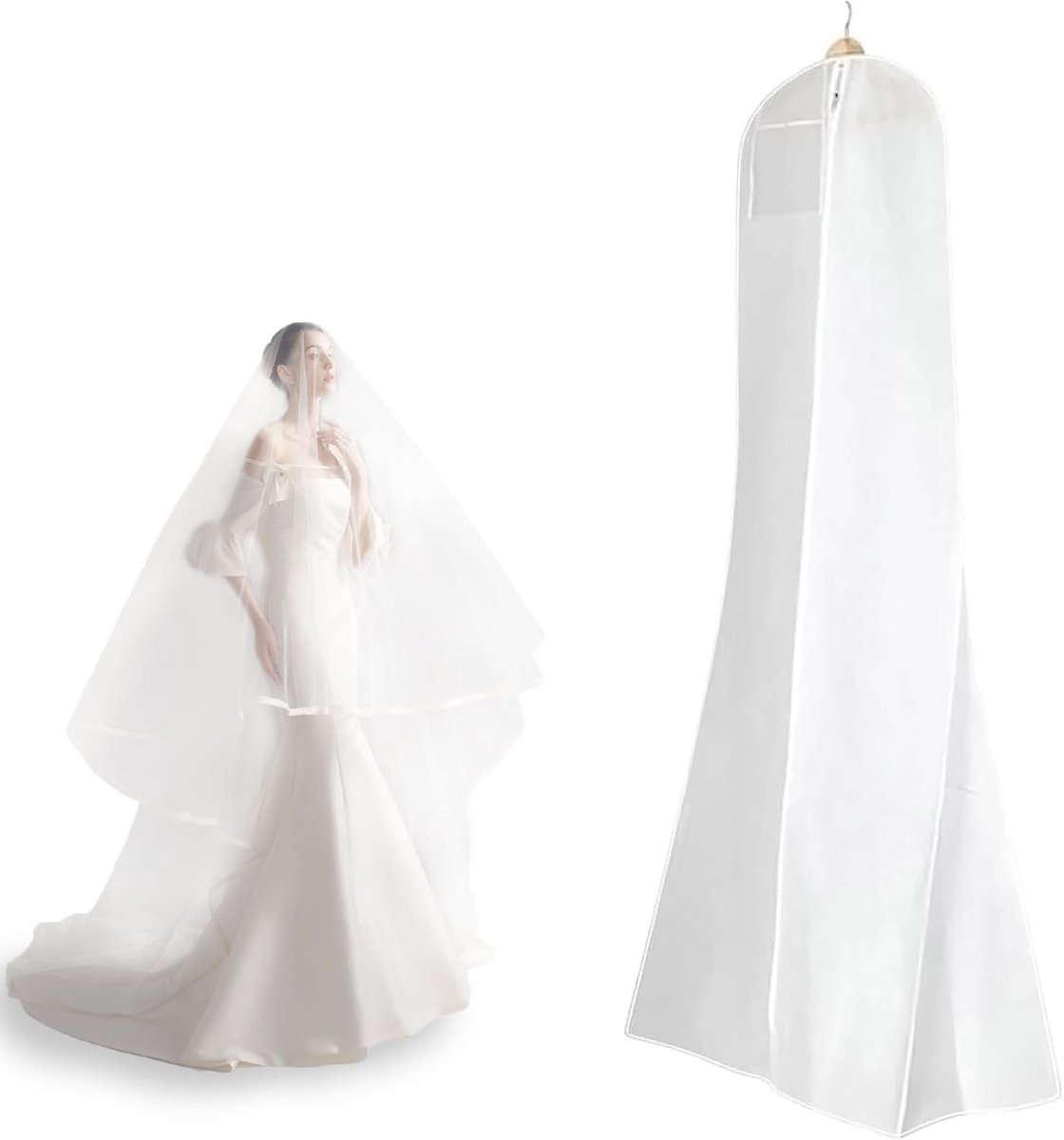 Dustproof wedding dress cover - 183*60 cm - Garment cover - Dust cover for evening dresses - Dust cover for wedding dress - Dust cover for dress - wedding