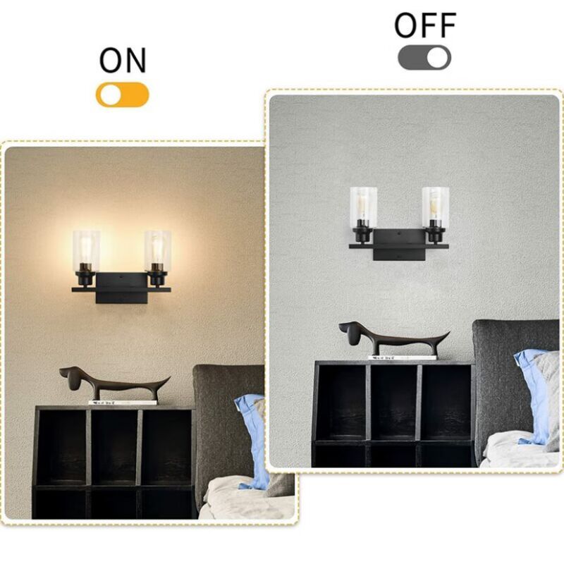 Black Vanity Light Glass Shade Wall Lamp Vintage Style Indoor Wall Sconces for Bathroom โ image 3