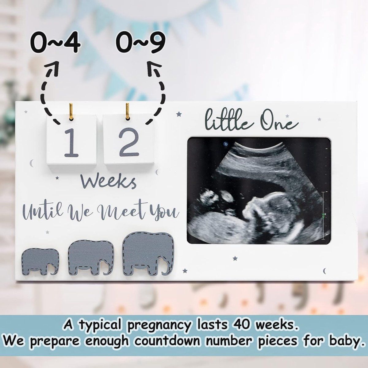 Pregnancy Ultrasound Photo Frame with 40-Week Countdown Number Tiles — image 2