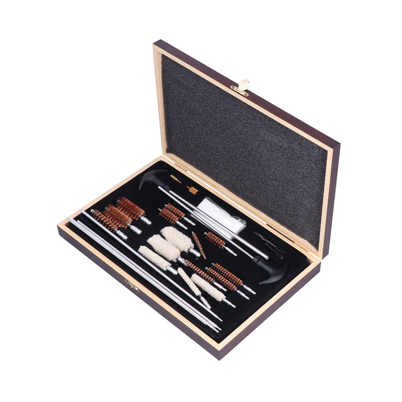 Gun Cleaning Kits Prevent Scratches Easily Storage Electrical Maintenance Cleaning Brush for AutomobileGK06 Aluminum Rod Wooden Box Set 24 Woolly โ image 4