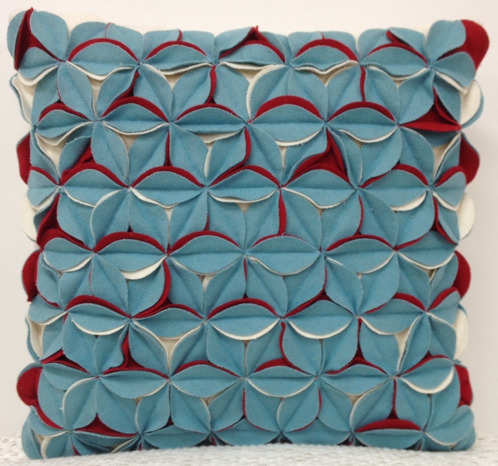 Pack of 4 Covers Amelie Aqua Blue & Red 3D Texture Cushion Covers — image 3