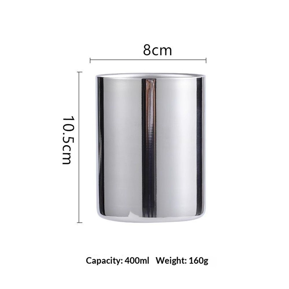 Toothbrush Holder for Bathroom, 304 Stainless Steel Toothbrush Tumbler Cup Water Cup Beverages Beer Cup for Home Party Travel (Silver, 400ml) โ image 2
