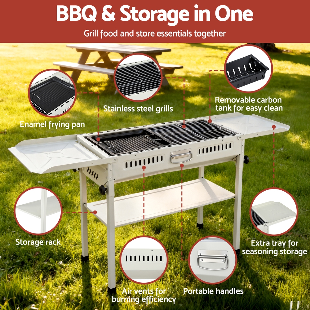 Grillz Portable BBQ Grill w/ Stainless Steel Racks & Pans for Outdoor — image 5