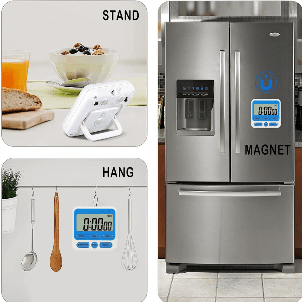 Digital Countdown Kitchen Timer -Count Up Down Magnetic Timer Clock for Cooking Baking Gym Students Blue — image 5