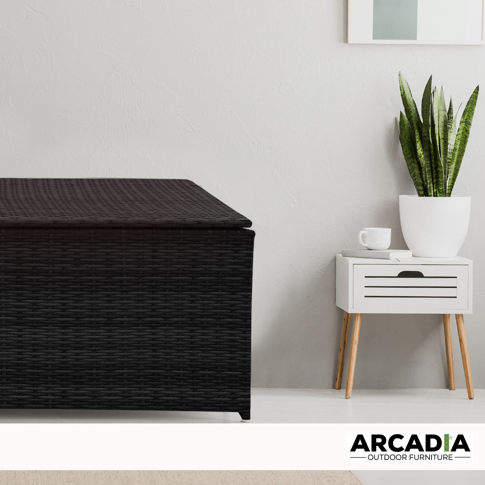 Arcadia Furniture Outdoor Rattan Storage Box Garden Toy Tools Shed UV Resistant - Black — image 3