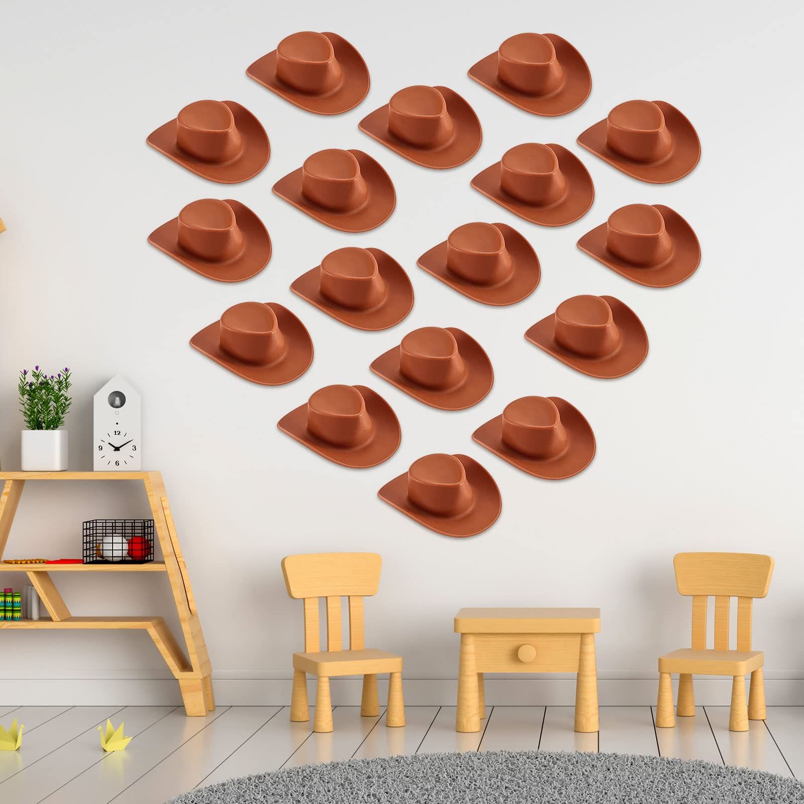 20 Pieces Plastic Mini Western Cowboy Cowgirl Hat Miniature Cute Doll Hat Party Dress Hat for Dollhouse Decoration (Brown) โ image 2