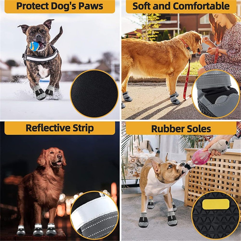 Dog Booties, Waterproof Dog Shoes for Large Medium Small Dogs, Adjustable Non-Slip Rubber Paw Protector Black Size 2 โ image 5