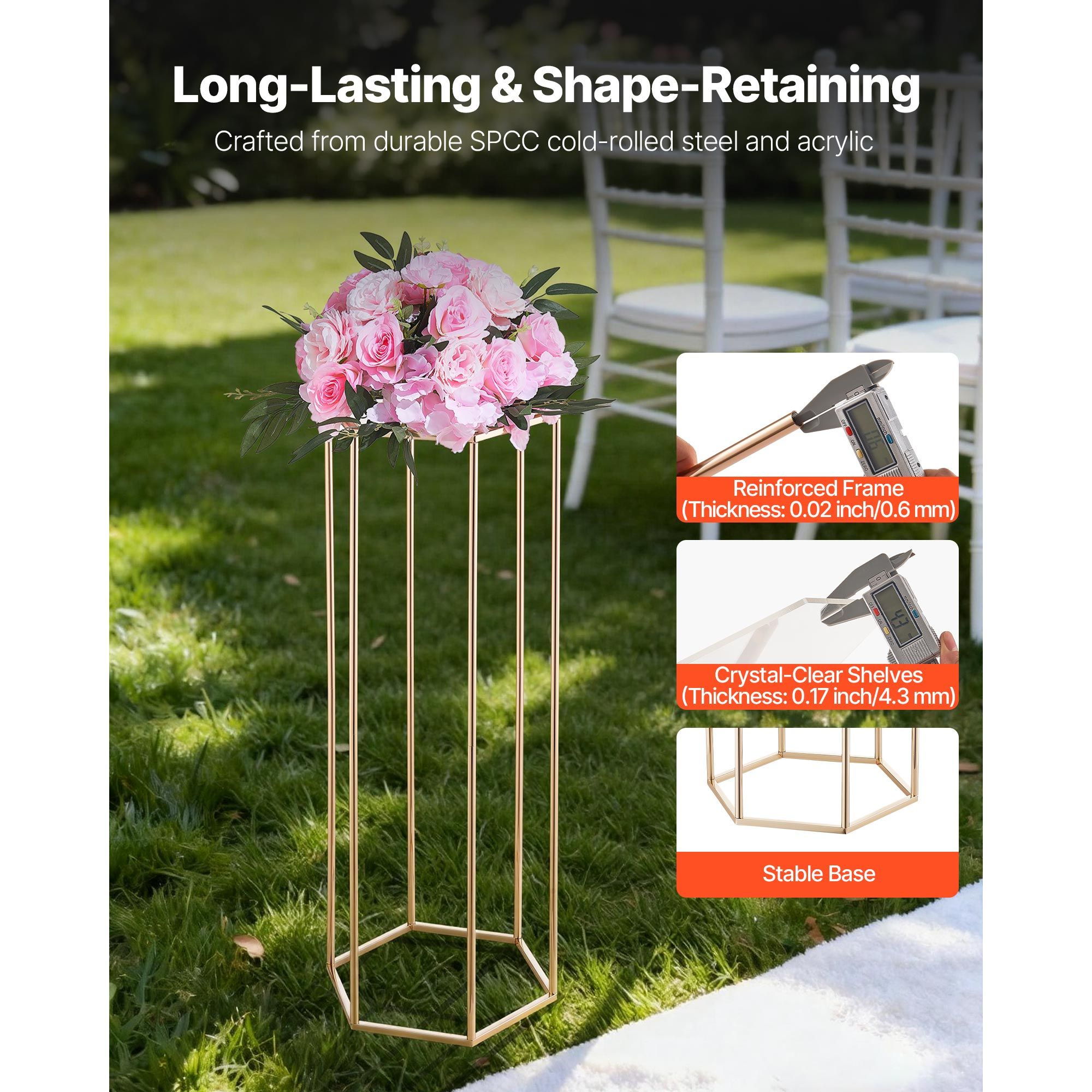 Wedding Flower Stand, 10PCS 80cm Column Flower Stand, Floral Stands with Acrylic Laminate, Hexagonal Cubic Floral Display Rack for Wedding, Party, Birthday — image 3