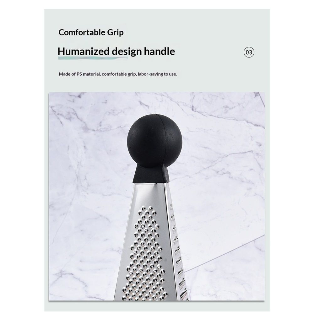 Kitchen Craft Box Grater with Pyramid Design, Stainless Steel, 24 cm, Silver/Black, for Potato, Chocolate, Parmesan, Ginger โ image 2