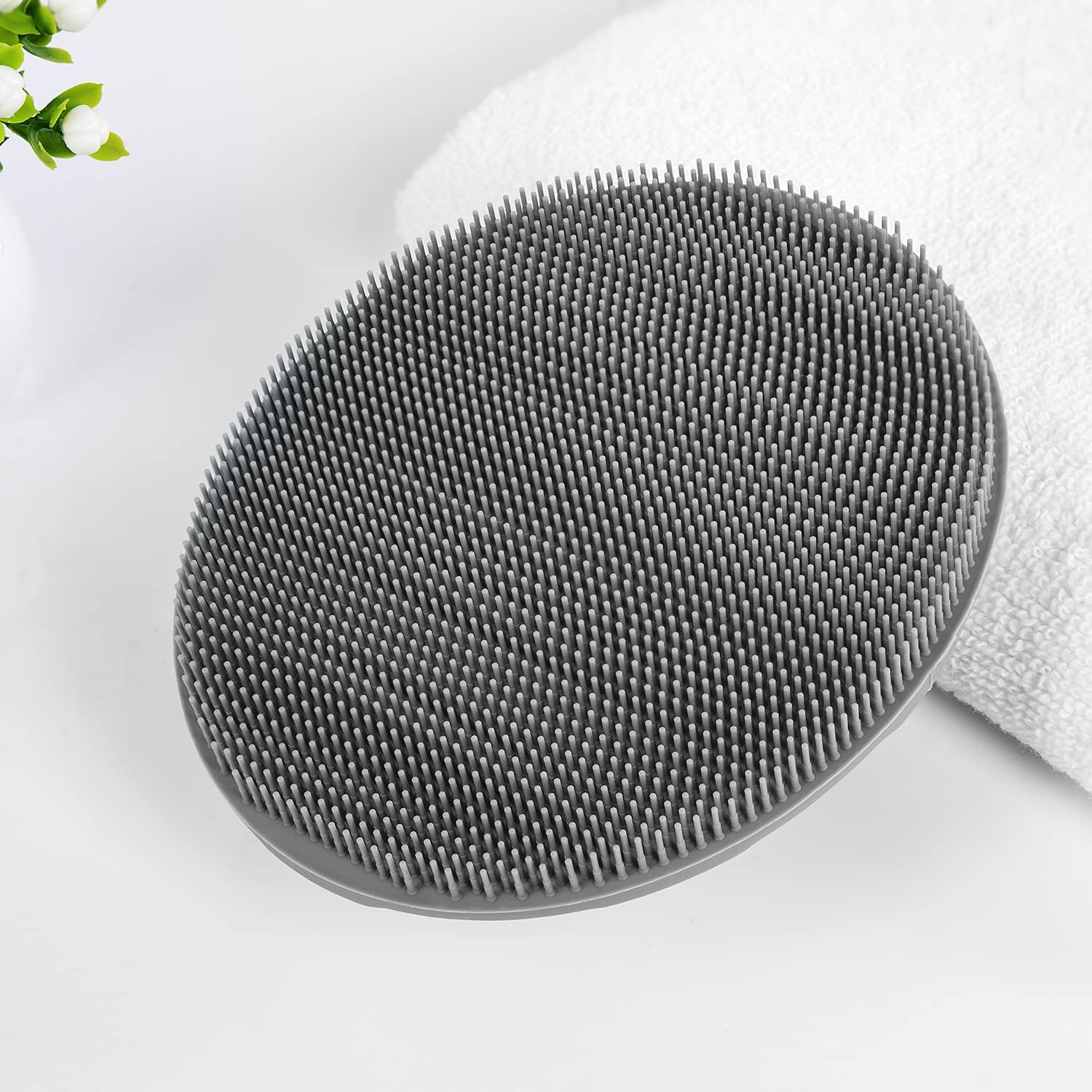 Soft Silicone Body Cleansing Brush Shower Scrubber, Gentle Exfoliating and Massage for All Kinds of Skin (Gray+Black) — image 6