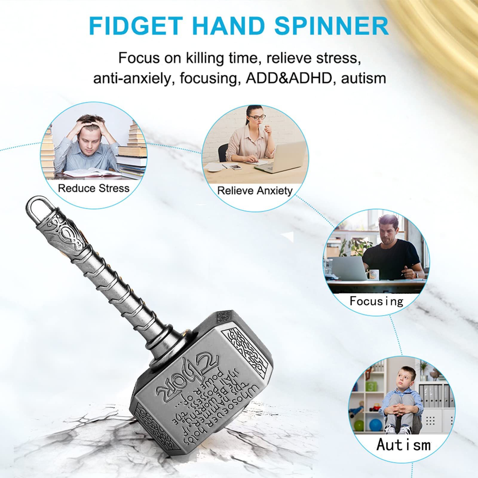 Hand Finger Spinners Metal 2 in 1,Transformable Focus Stress Relief Fidgets Toys Fingertip Gyro Stress — image 3