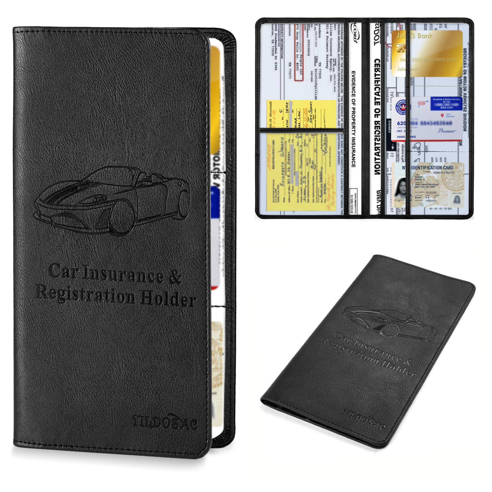 Car Registration and Insurance Holder Rose Red Glitter - Bling Vehicle Document Wallet - Slim Glove Box Organiser for Rego Papers, Logbook & ID Cards - Sparkle — image 4