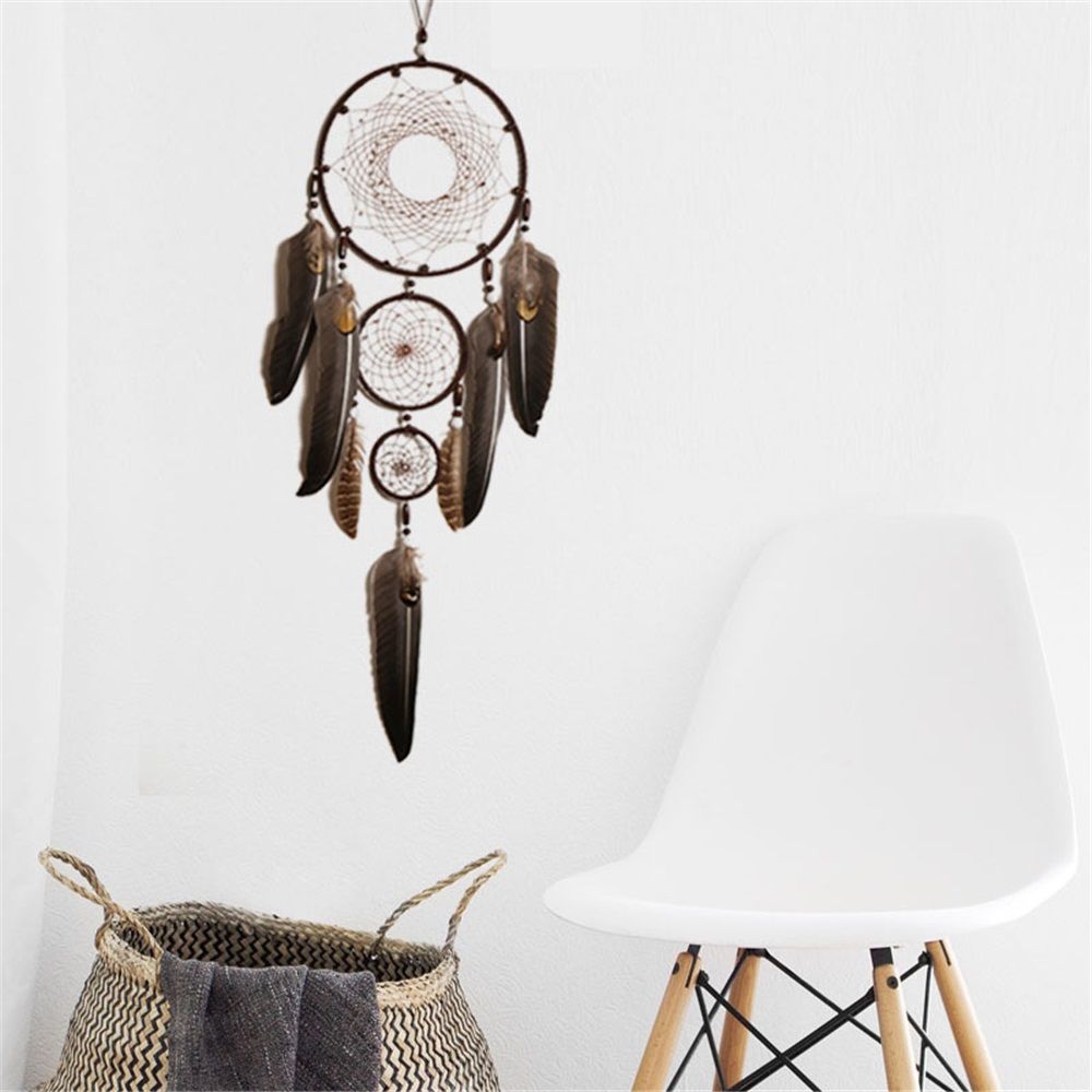 Brown Large Wall Decor Handmade Feather Wall Hanging Ornament for Bedroom Living Room Home Decor — image 3