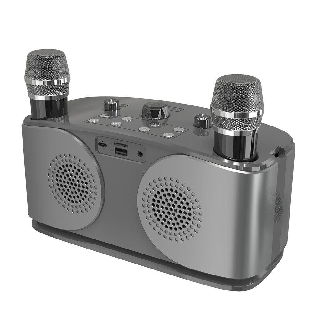 Wireless Bluetooth Karaoke Speaker with 2 Microphone Home KTV Set Grey — image 5