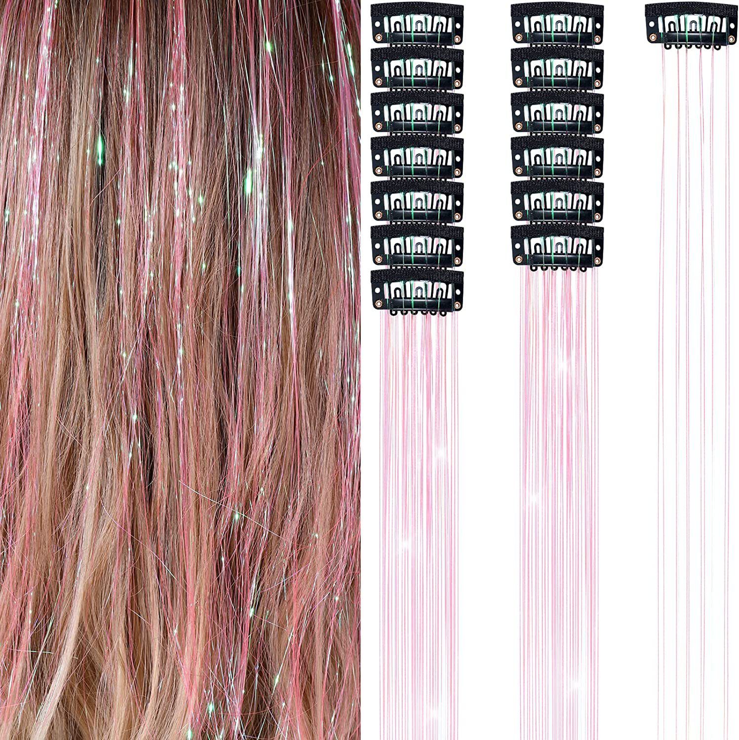 Hair Tinsel Pack of 5 Pcs Clip in Hair Tinsel Colorful Glitter Tinsel Hair Extensions Tinsel Fairy Hair Party Dazzle Accessories โ image 2