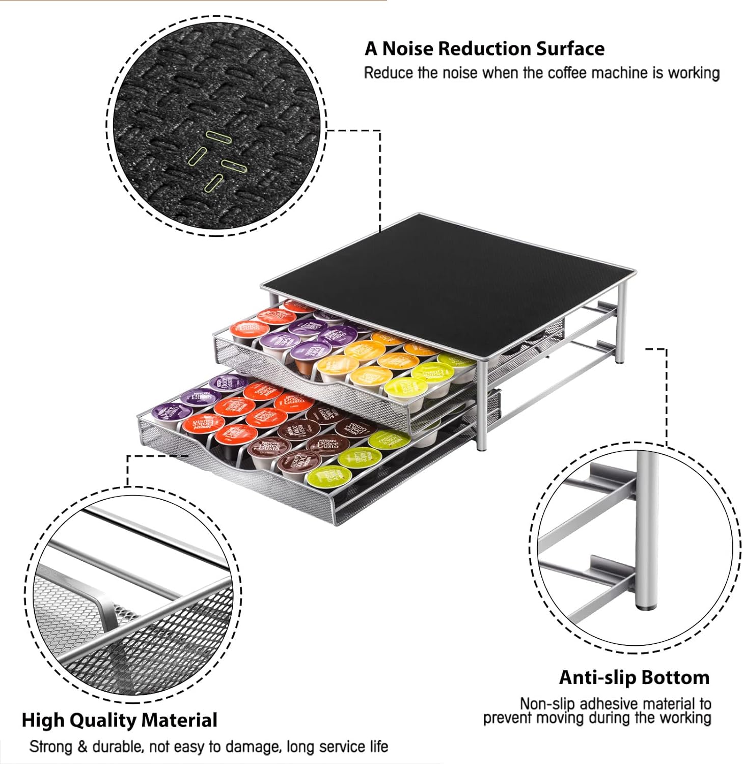 CARLA HOME K-Cup Coffee Pod Drawer for 72 Coffee Pods Storage for Home Kitchen Counter Organizer — image 4