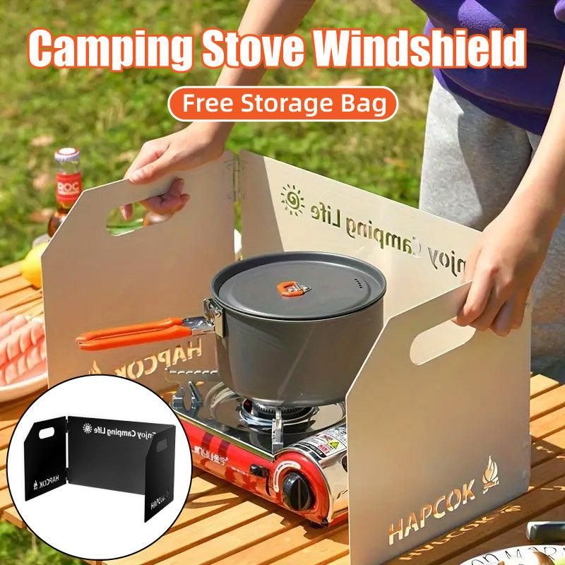 Outdoor Camping Tri Fold Board Portable Folding Windproof Windshield Protector - White β image 2