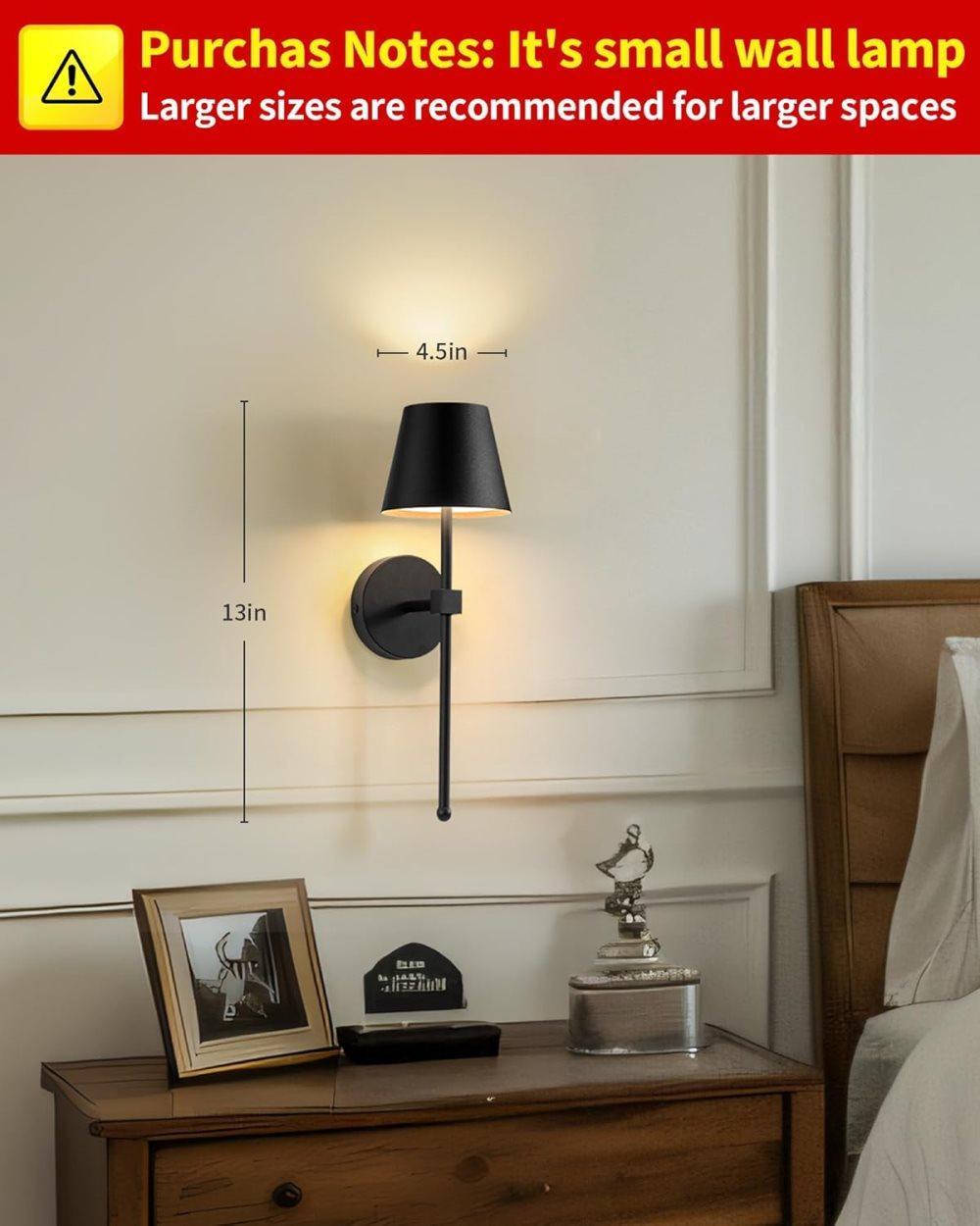 Wireless Wall Lamps 2-pack, LED Lamps with Rechargeable Battery, Stepless Dimmable with Remote Control โ image 2