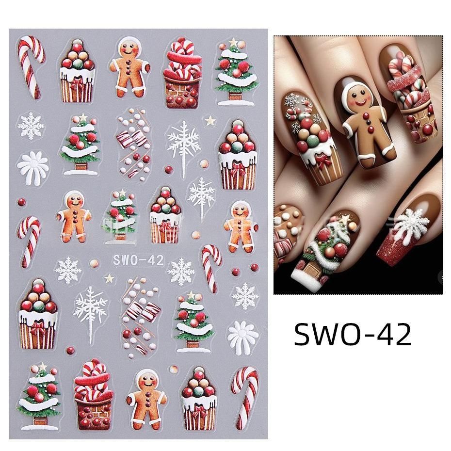 Christmas Nail Stickers Holiday Nail Art Festive Nail Decals Self-Adhesive Nail - Multi-color - Size SWO-44 — image 5