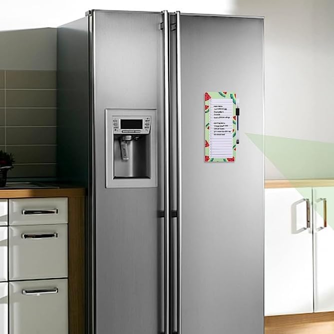 Magnetic shopping list for the fridge (2-piece) - 100 sheets - tear-off notepad with pen clip for shopping - to-do list and meal planning (watermelon) — image 3