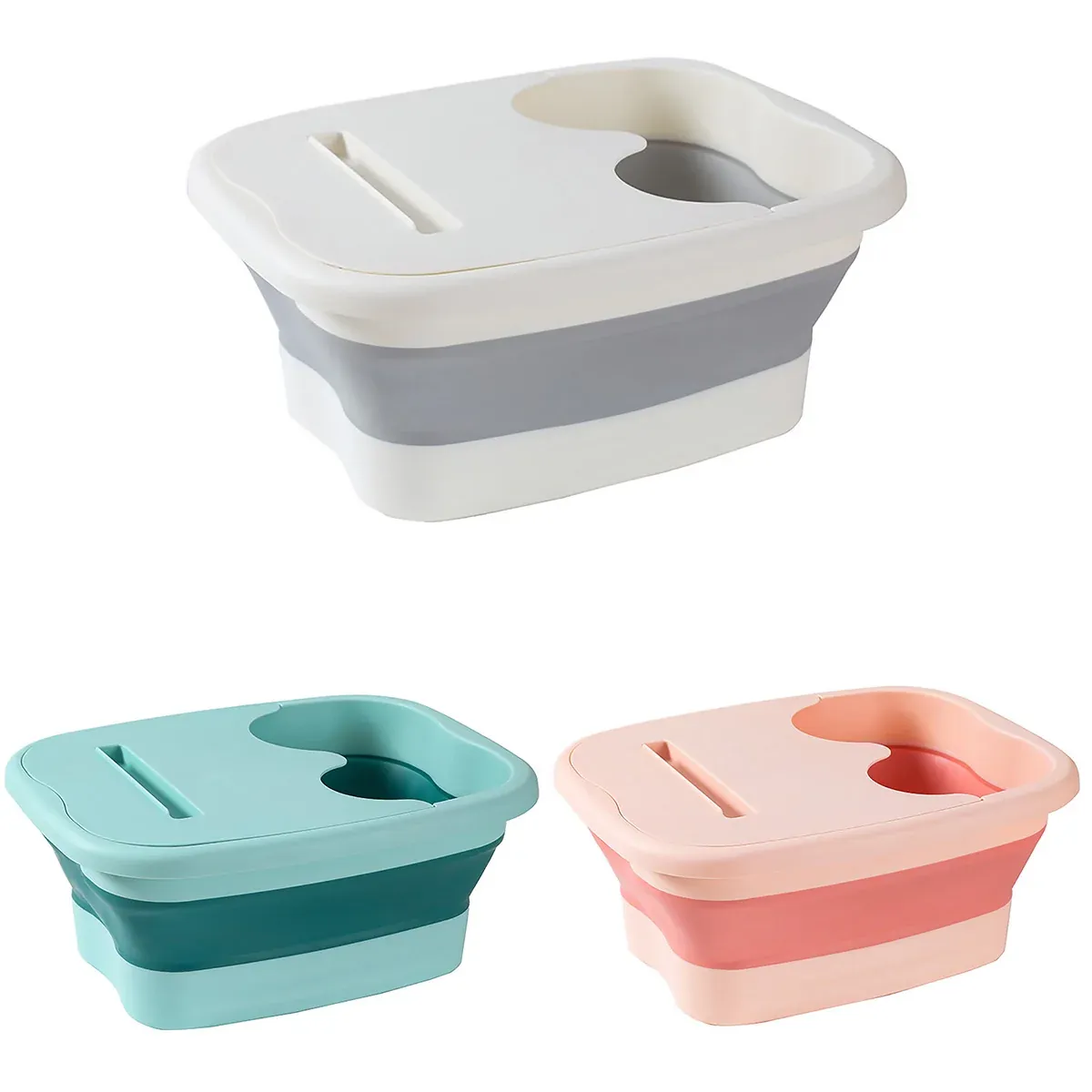 Foldable Foot Tub Portable Large Capacity Foot Basin for Home Bathroom Spa and Travel - Pink — image 3