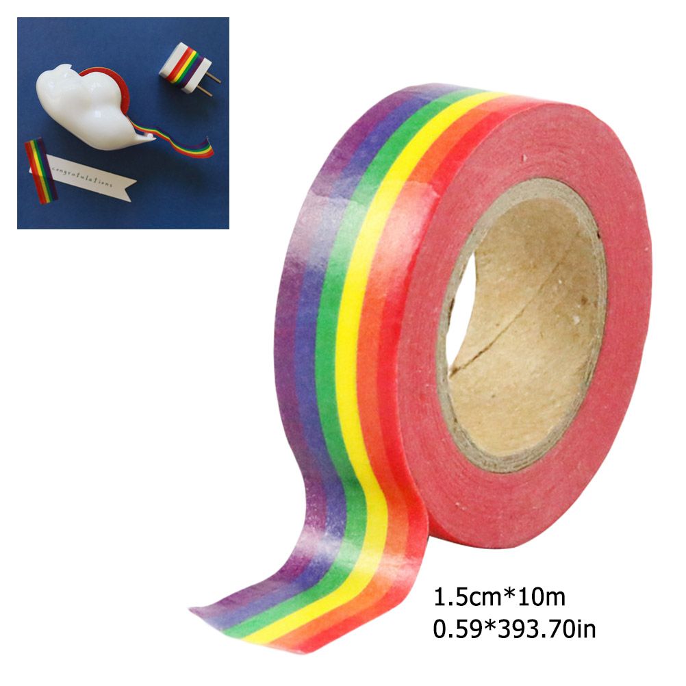 100CM Colorful Rainbow Adhesive Paper Tape School Office Supplies DIY Scrapbooking Stationery โ image 2