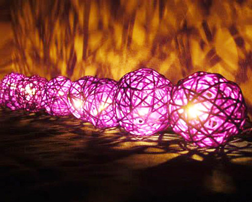 1 Set of Pink 5cm Rattan Cane 50 Ball Battery Powered LONG 5m String Lights Christmas Gift Home Wedding Party Bedroom Decoration Table Centrepiece โ image 3