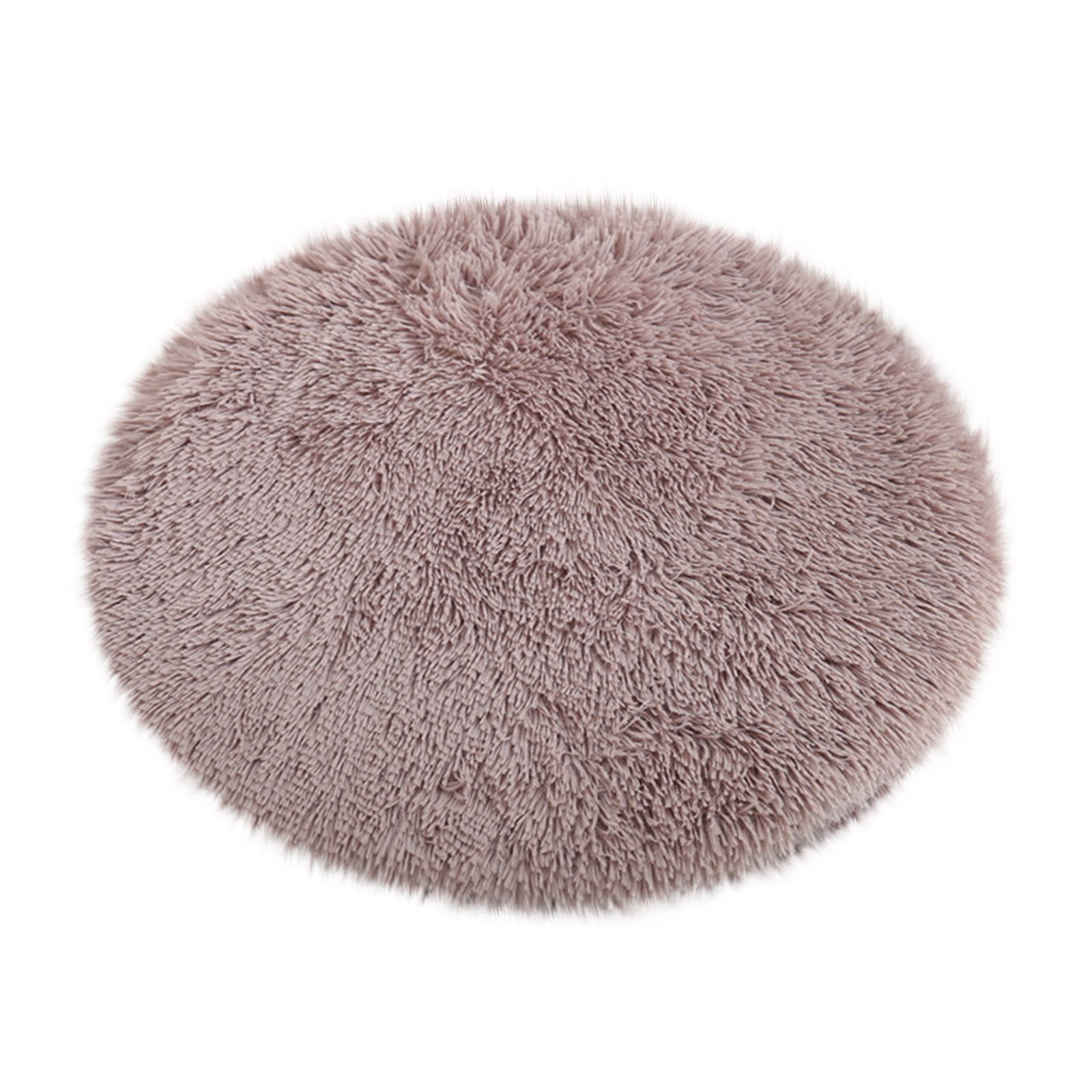 16 inch Plush Dog Bed Mat Warm Fluffy Round Puppy Crate Pad with Anti-Slip Waterproof Bottom Soft Comfy Pet Kennel Mat for Small and Medium Dogs Purple