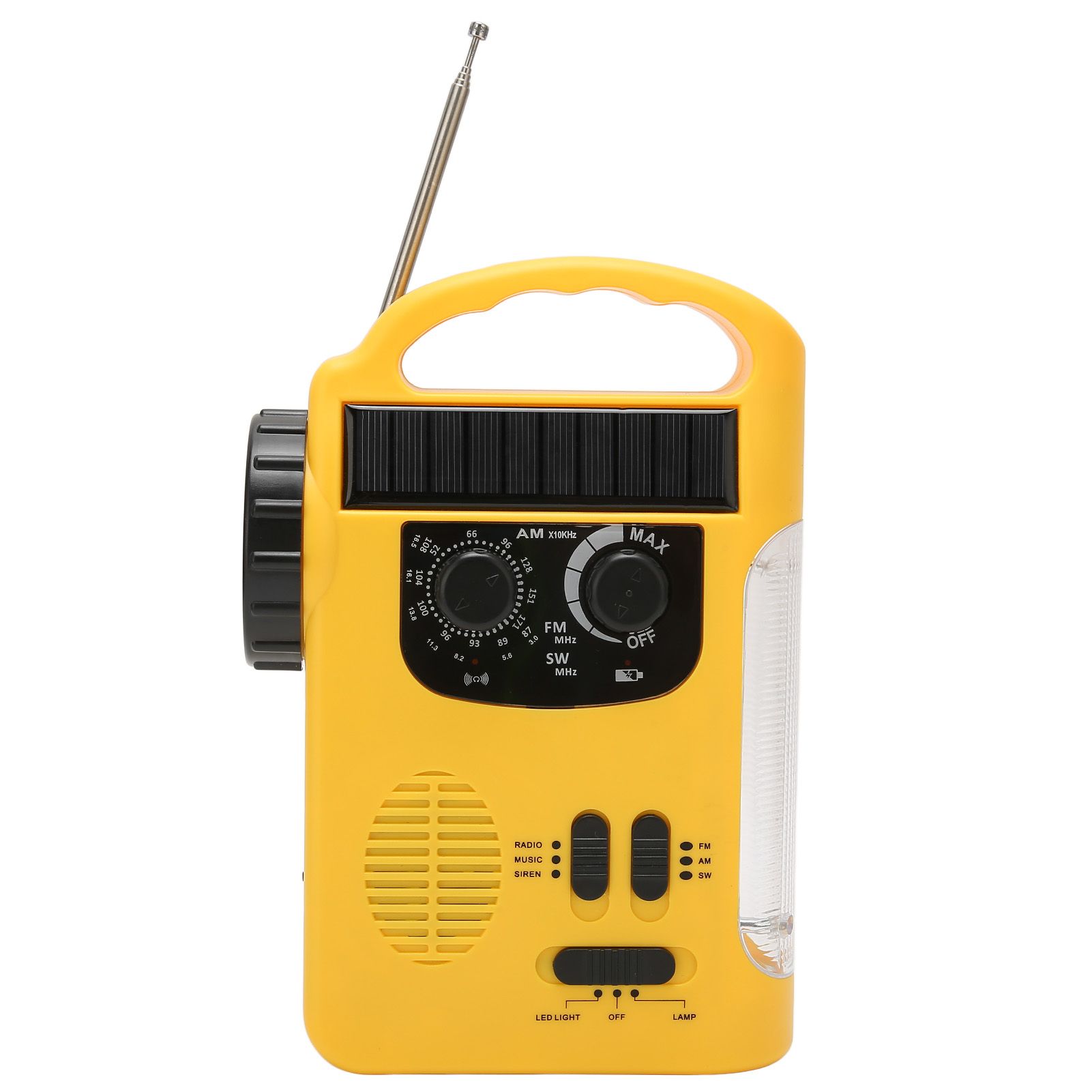 Hand Crank Solar Radio AM FM SW Emergency Radio with LED Flashlight Reading Light MP3 Player for Outdoor CampingYellow — image 2