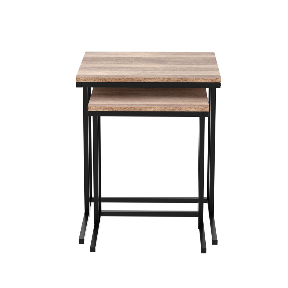 Artiss Nesting Coffee Table Sef of 2 Walnut Brok โ image 3
