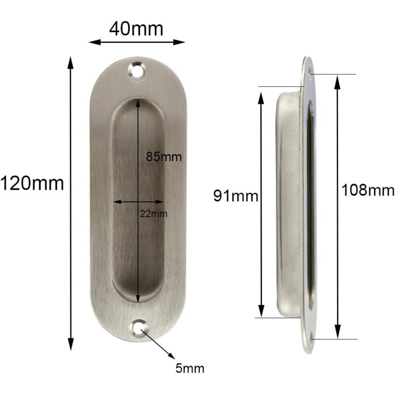 Flush Door Handle 2 Pieces Brushed Stainless Steel Flush Handle Sliding Door Handle Cupboard Door Handle With Screws โ image 2